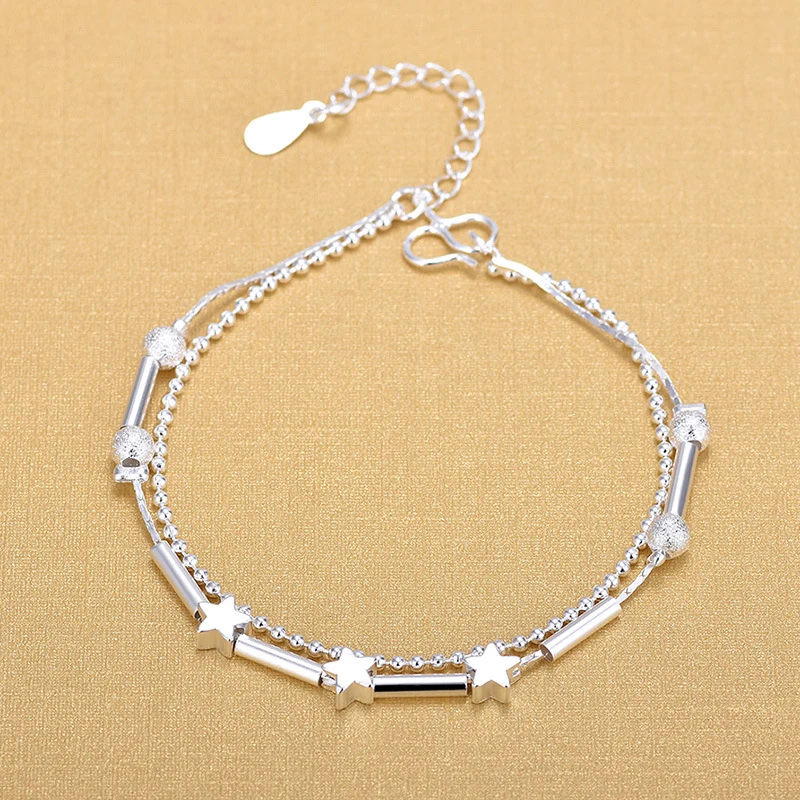 Delicate Silver Color Double Layer Star Charm Bracelets For Women Birthday Gifts Jewelry
Delicate Silver Color Double Layer Star Charm Bracelets For Women Birthday Gifts Jewelry