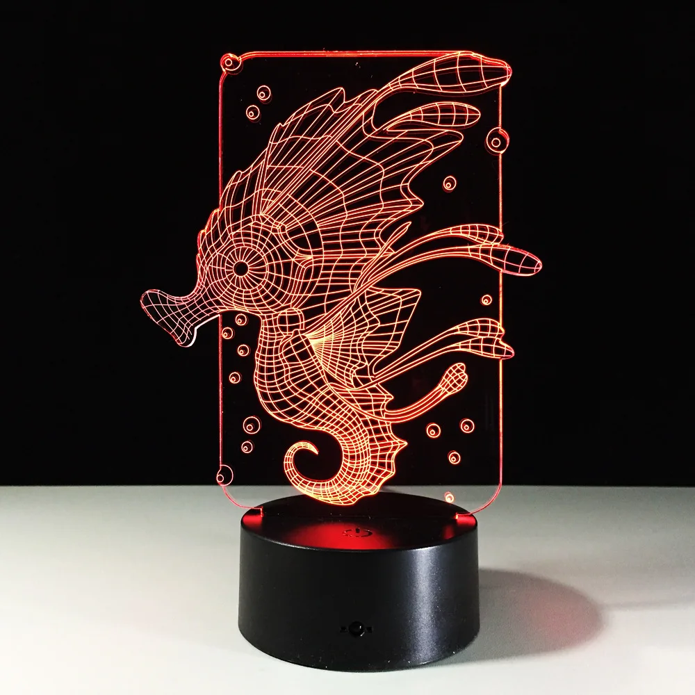 

Hippocampi Bubble 3D Acrylic Cartoon Sea Horse illusion LED Lamp USB Table Night Light Romantic Decoration Lamp Christmas Light