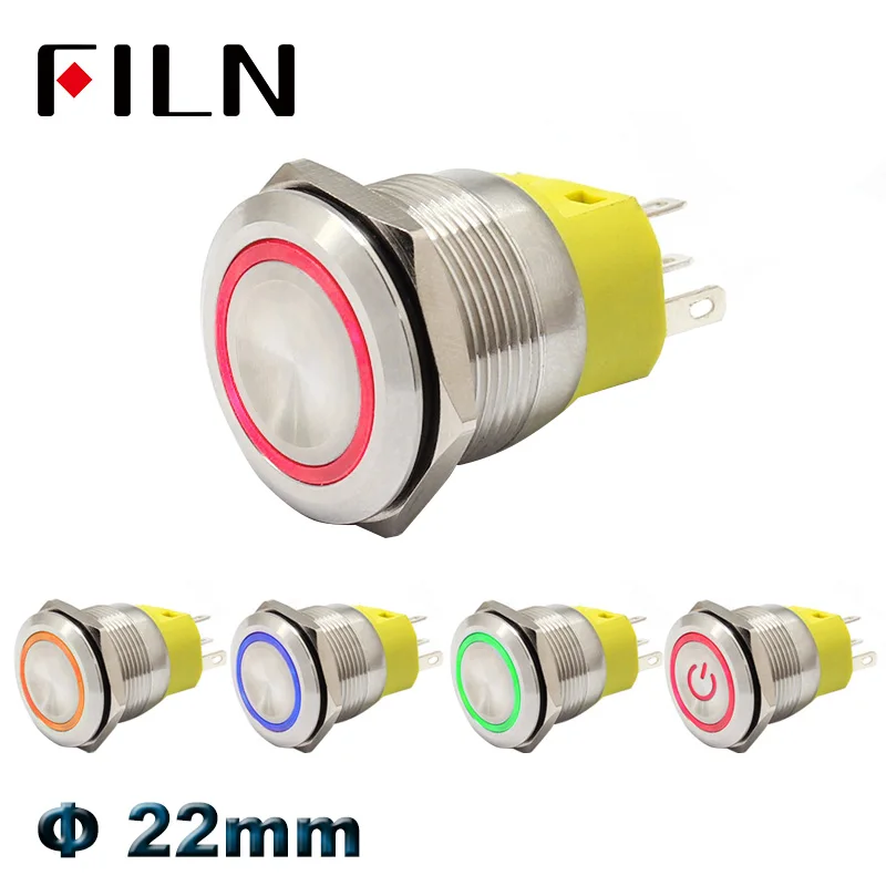 

22mm 12v 220V led red green Metal Push Button Switch power mark locking Latching Self-reset Momentary switch spdt 1NO 1NC 2no2nc