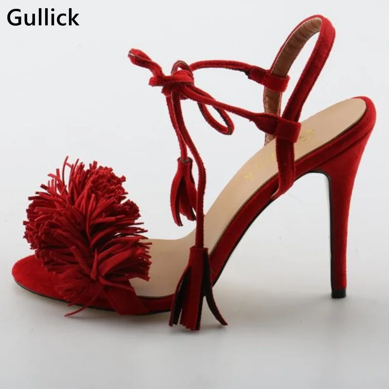 Sexy Red Fringe Lace up Summer Women Sandals Back Strap Thin and High Heel Wedding Party Dress Shoes
Sexy Red Fringe Lace up Summer Women Sandals Back Strap Thin and High Heel Wedding Party Dress Shoes