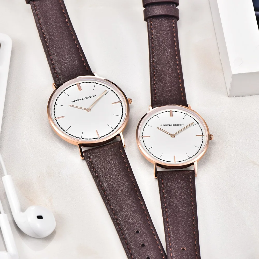 Фото PAGANI Дизайн Япония парные кварцевые часы из натуральной кожи бизнес 2 руки