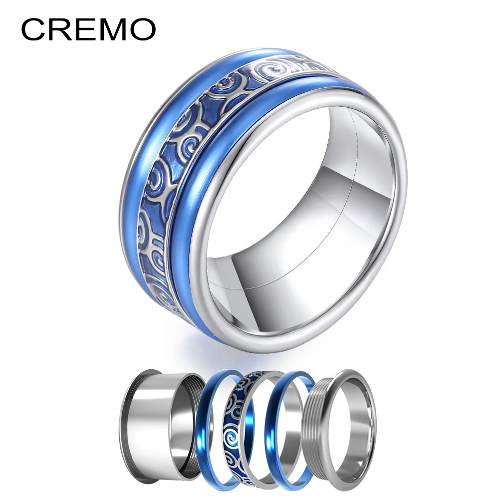 Cremo 10 мм ширина штабелируемые кольца Синий Эмаль Сменные заполненные слои кольцо