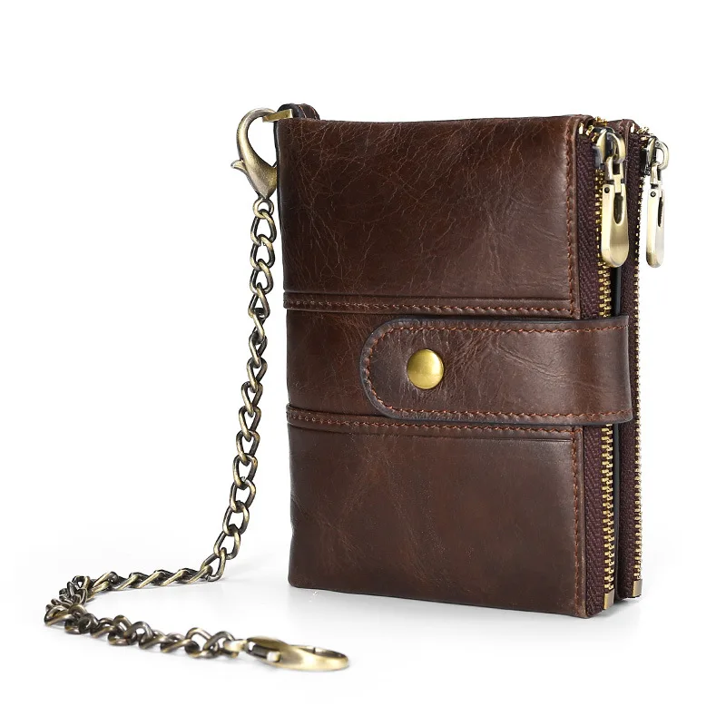 Leather men's and women's short wallet top layer leather double zipper buckle wallet
Leather men's and women's short wallet top layer leather double zipper buckle wallet