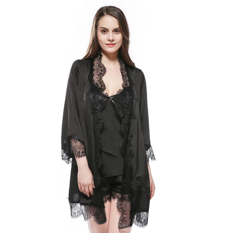 women summer 3pcs sleepwear set silklike pyjamas female sexy satin lace nightwear long sleeve bathrobes camisole shorts homewear
women summer 3pcs sleepwear set silklike pyjamas female sexy satin lace nightwear long sleeve bathrobes camisole shorts homewear