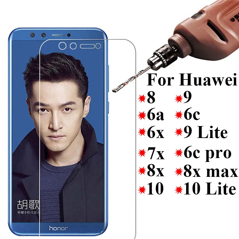 Protective glass on the for huawei honor 8x max tempered 8 9 10 lite 6a 6c pro 7x c6 6 7 x 9lite light screen protector 9h | Мобильные