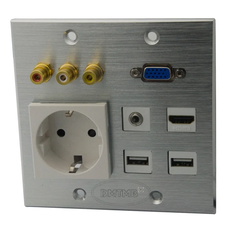 120X120 мм алюминиевая лицевая пластина с HDMI 3,5 мм аудио 3RCA AV USB VGA ЕС настенная пластина и поддержка DIY
120X120 мм алюминиевая лицевая пластина с HDMI 3,5 мм аудио 3RCA AV USB VGA ЕС настенная пластина и поддержка DIY