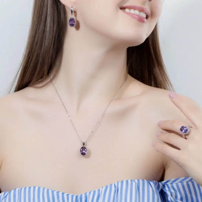 Dubai Colorful Crystal Jewelry Sets for Women Party Fashion Necklace Earrings Ring Fine Purple Jewelry Sets Wedding Jewelry Sets
Dubai Colorful Crystal Jewelry Sets for Women Party Fashion Necklace Earrings Ring Fine Purple Jewelry Sets Wedding Jewelry Sets