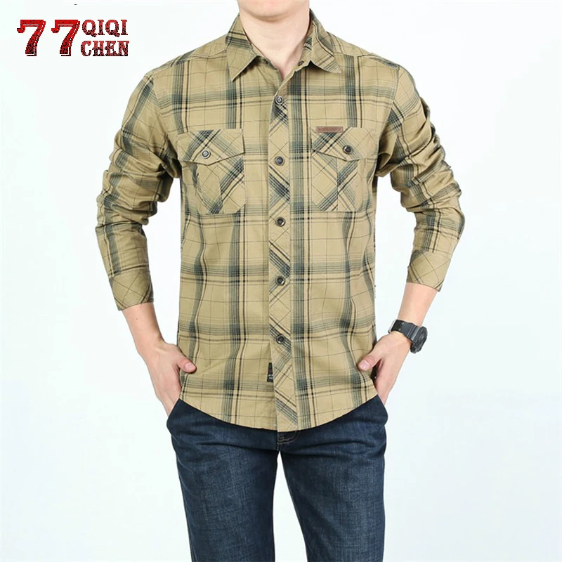 Tactics Casual Plaid Shirts Mens 2020 Fashion Long Sleeve 100% Cotton Camiseta Masculina Military Breathable Shirt Big Size 5XL
Tactics Casual Plaid Shirts Mens 2020 Fashion Long Sleeve 100% Cotton Camiseta Masculina Military Breathable Shirt Big Size 5XL