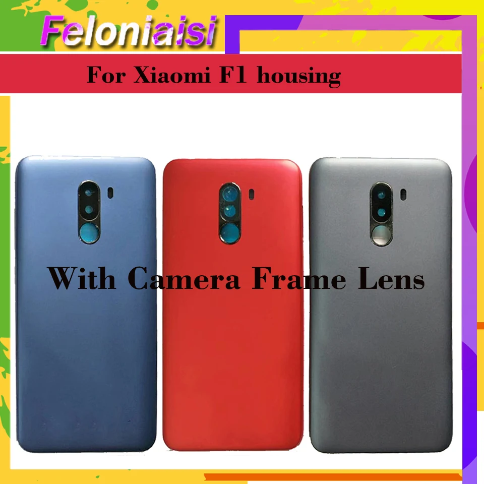 Для Xiaomi PocoPhone F1 Крышка батарейного отсека задняя дверь чехол + рамка камеры для