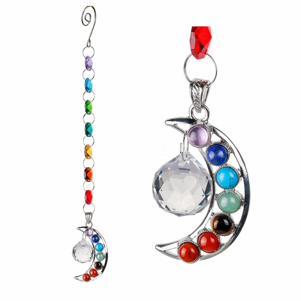 H&D Handmade Half-Moon Chakra Suncatcher Rainbow Maker 20mm Crystal Ball Prisms Hanging Pendulum Pendants Home Window Decor
H&D Handmade Half-Moon Chakra Suncatcher Rainbow Maker 20mm Crystal Ball Prisms Hanging Pendulum Pendants Home Window Decor