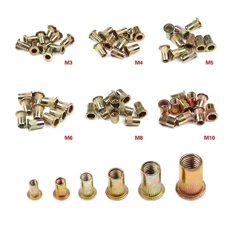 100PCS M3 M4 M5 M6 M8 Carbon steel Rivet Nuts Assorted set Flat Head Rivet Nuts Set Nuts Insert Riveting
100PCS M3 M4 M5 M6 M8 Carbon steel Rivet Nuts Assorted set Flat Head Rivet Nuts Set Nuts Insert Riveting