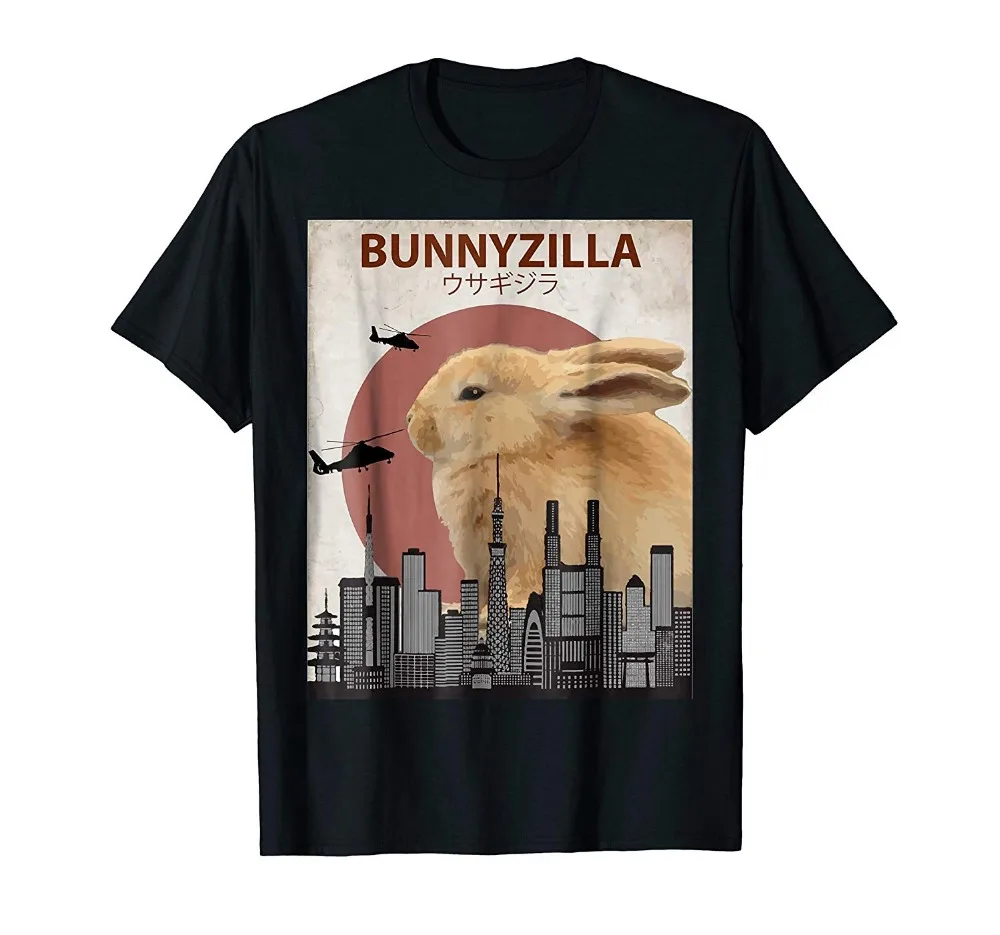 Мужская футболка Bunnyzilla модная с кроликом Забавные футболки для влюбленных