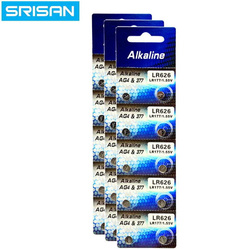 10x/карта 30 шт./лот AG4 кнопочные аккумуляторы 1 55 в LR626 LR66 377 SR626SW 177 сотовые Часы