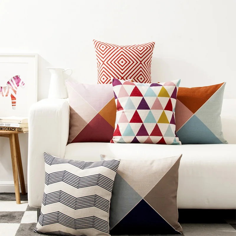 45*45cm Modern Contrast Color Geometric Pattern Linen Cotton Pillow Covers Sofa Car Throw Decorative Cushion Cover
45*45cm Modern Contrast Color Geometric Pattern Linen Cotton Pillow Covers Sofa Car Throw Decorative Cushion Cover