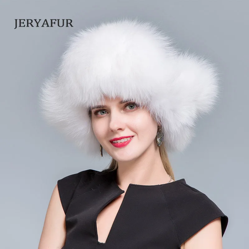 Женская меховая шапка JERYAFUR черная теплая шапка-ушанка в русском стиле из