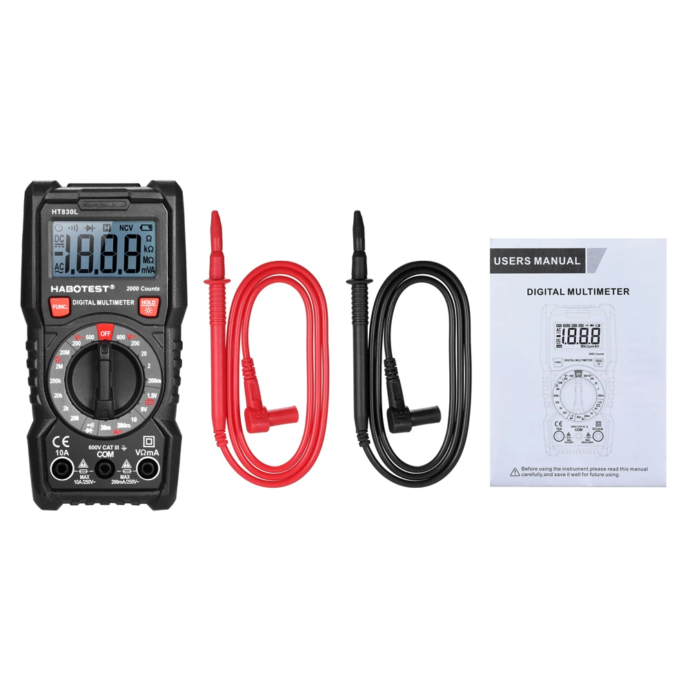 2000 Count Manual Range Digital Multimeter Portable ESR Meter Voltmeter Ammeter Shielding Interference Continuity Test Be 30 ohm
2000 Count Manual Range Digital Multimeter Portable ESR Meter Voltmeter Ammeter Shielding Interference Continuity Test Be 30 ohm