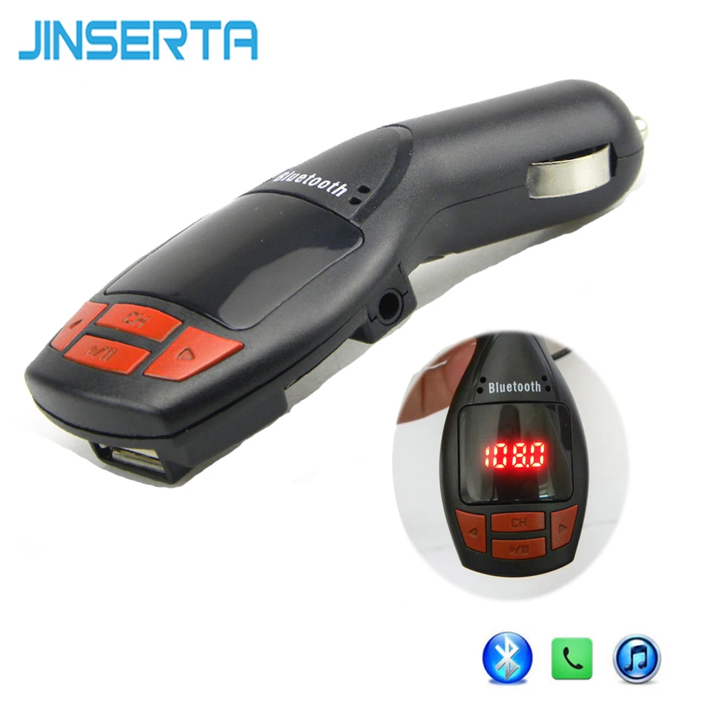JINSERTA Bluetooth FM трансмиттер модулятор USB автомобильный комплект MP3 плеер поддержка флеш накопитель TF Micro SD 3 5 мм