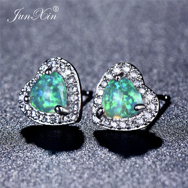 Luxury Female Black/Green/Red/Blue/White Stud Earrings Fashion Small Opal Heart Earrings For Women Vintage Wedding Jewelry
Luxury Female Black/Green/Red/Blue/White Stud Earrings Fashion Small Opal Heart Earrings For Women Vintage Wedding Jewelry