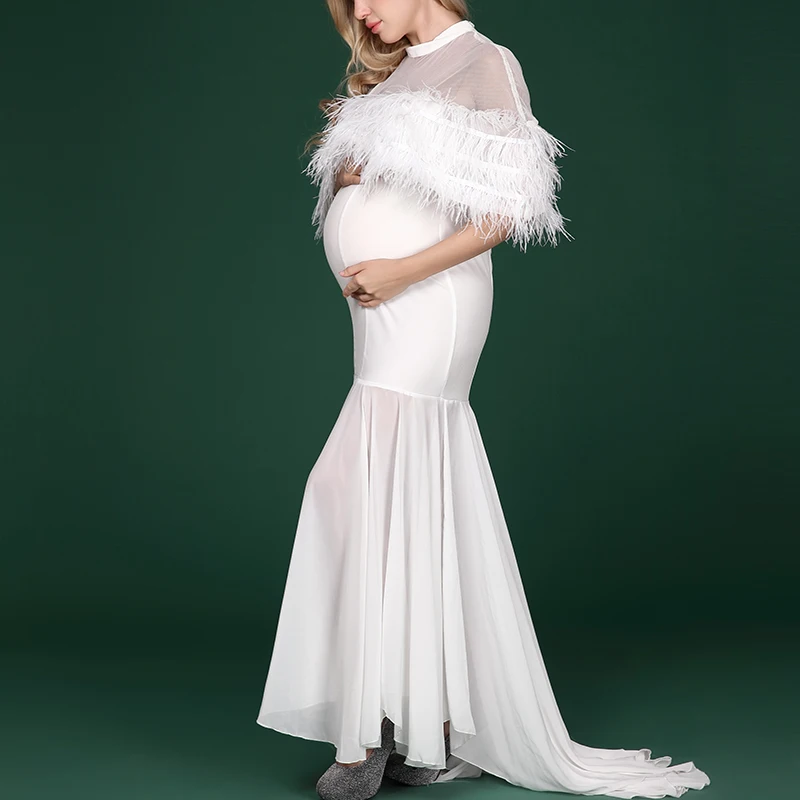 Maternity Photography White Long Dress with Feather Clothes Fashion Pregnant Women Pregnancy Photo Shoot Props Plus Size Dress
Maternity Photography White Long Dress with Feather Clothes Fashion Pregnant Women Pregnancy Photo Shoot Props Plus Size Dress