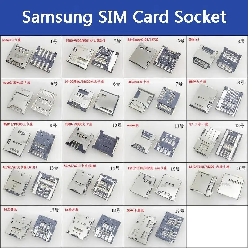 Note3 9300/9500 S4 ZOOM S4mini/6 i9100 i8552 w899 P1000 i9000 note4 S7 A3/5/7 T210 8/9PIN 2/3 в 1 большой слот для Micro SIM SD TF