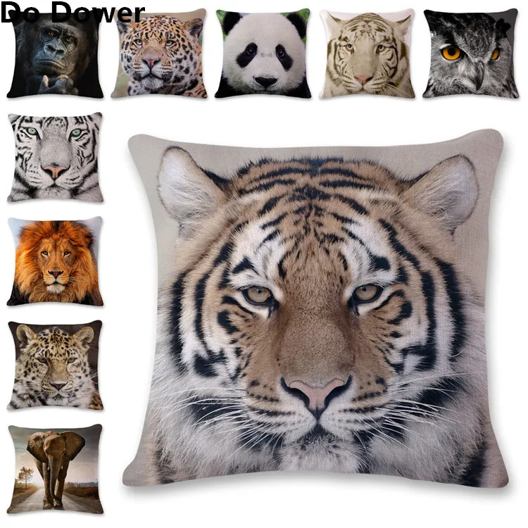 3D цифровой печати поддон Тигр Лев животных Лен обнять наволочка|animal print linen|pillowcase