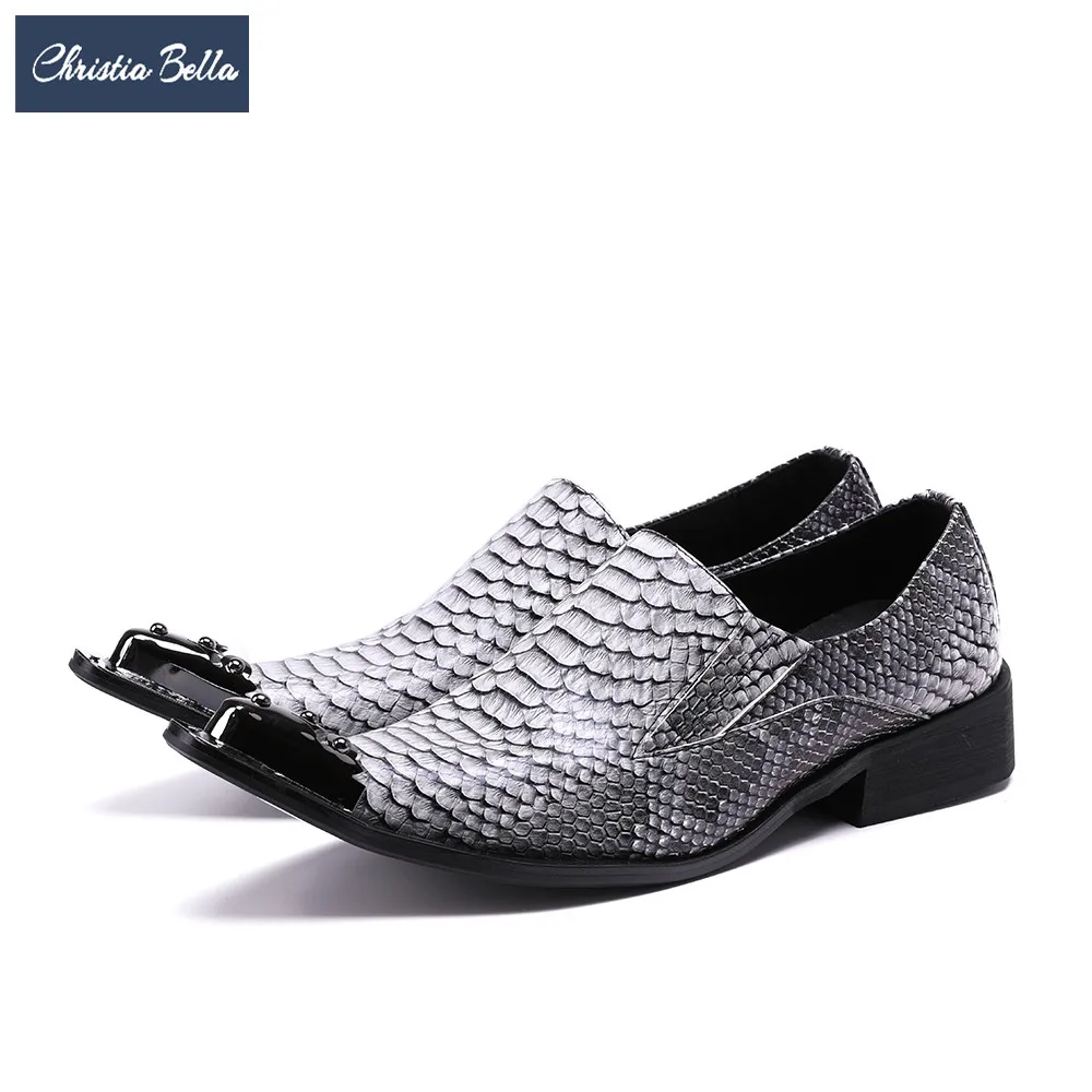 Christia Bella Fashion Snake Skin Real Leather Men Dress Shoes Rivets Pointed Toe Men Party Shoes Business Wedding Formal Shoes
Christia Bella Fashion Snake Skin Real Leather Men Dress Shoes Rivets Pointed Toe Men Party Shoes Business Wedding Formal Shoes