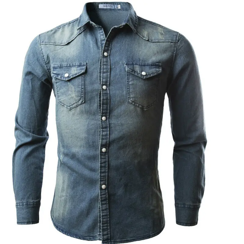 Autumn Men Casual Slim Fit Stylish Denim Shirts Men's Traditional Denim Shirt with Flap pocket and Snap button from M-XXXL
Autumn Men Casual Slim Fit Stylish Denim Shirts Men's Traditional Denim Shirt with Flap pocket and Snap button from M-XXXL