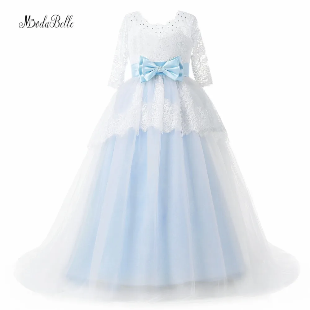 modabelle Light Blue Flower Girl Dresses With Sleeve Lace Kids Occasion Dresses Abiti Prima Comunione Bows Pageant Gowns 2018
modabelle Light Blue Flower Girl Dresses With Sleeve Lace Kids Occasion Dresses Abiti Prima Comunione Bows Pageant Gowns 2018