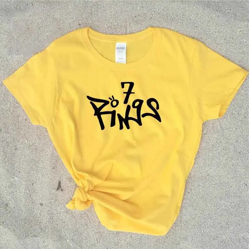Skuggnas New Arrival 7 rings Seven T shirt Ariana Grande Fans Seven rings No tears left to cry Break up with your girlfriend Top
Skuggnas New Arrival 7 rings Seven T shirt Ariana Grande Fans Seven rings No tears left to cry Break up with your girlfriend Top