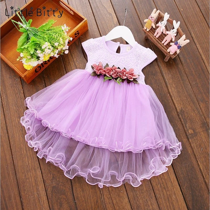 Summer Toddler Baby Girl Dress Infant Floral Baptism Gown for Girls 1-4T Tulle Birthday Party Sundress Clothes vestido infantil | Детская