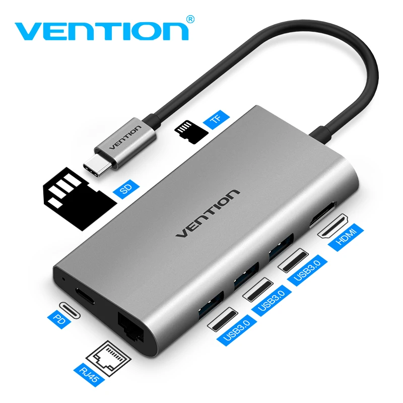 

Vention Usb Hub USB Type C to HDMI USB 3.0 HUB Thunderbolt 3 Adapter For MacBook Samsung S9 Huawei Mate 20 P20 Pro USB-C HUB