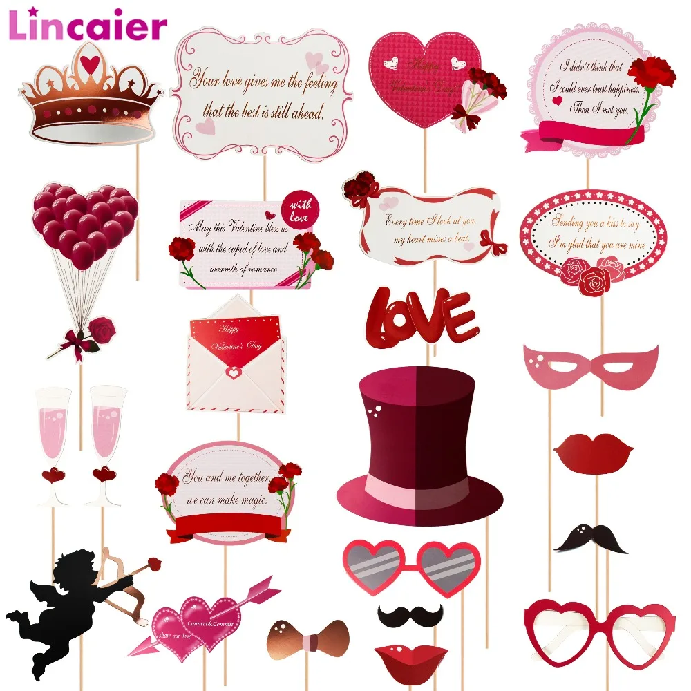 24pcs Wedding Photo Booth Props Just Married Photobooth Party Decorations Bridal Shower Bachelorette Accessories Valentine | Дом и сад