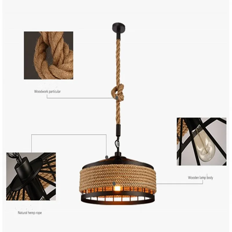 Loft Hemp Rope Livingroom Pendant Light Creative Vintage Bar Restaurant Cafe Decoration Light Fixtures Free Shipping
Loft Hemp Rope Livingroom Pendant Light Creative Vintage Bar Restaurant Cafe Decoration Light Fixtures Free Shipping