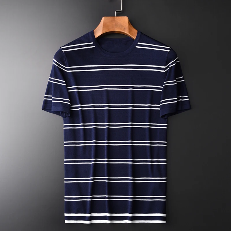Minglu Knitted Mens T-shirts Luxury Stripe Fabric Short Sleeve Mens T-shirt Plus Size 3xl 4xl Round Collar Slim Man Tee Summer
Minglu Knitted Mens T-shirts Luxury Stripe Fabric Short Sleeve Mens T-shirt Plus Size 3xl 4xl Round Collar Slim Man Tee Summer