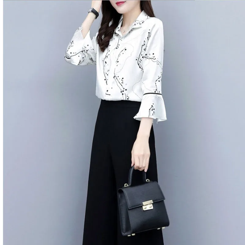 Set female 2019 summer and autumn new fashion printing set temperament Slim loose wide leg pants elegant women's two-piece suit
Set female 2019 summer and autumn new fashion printing set temperament Slim loose wide leg pants elegant women's two-piece suit