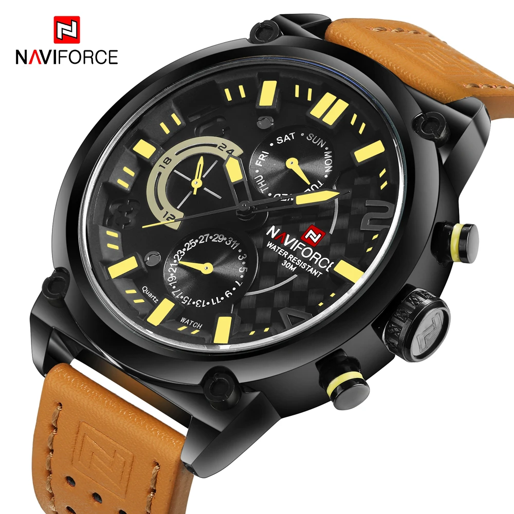 NAVIFORCE спортивные мужские военные кварцевые часы Топ люксовый бренд s модные
