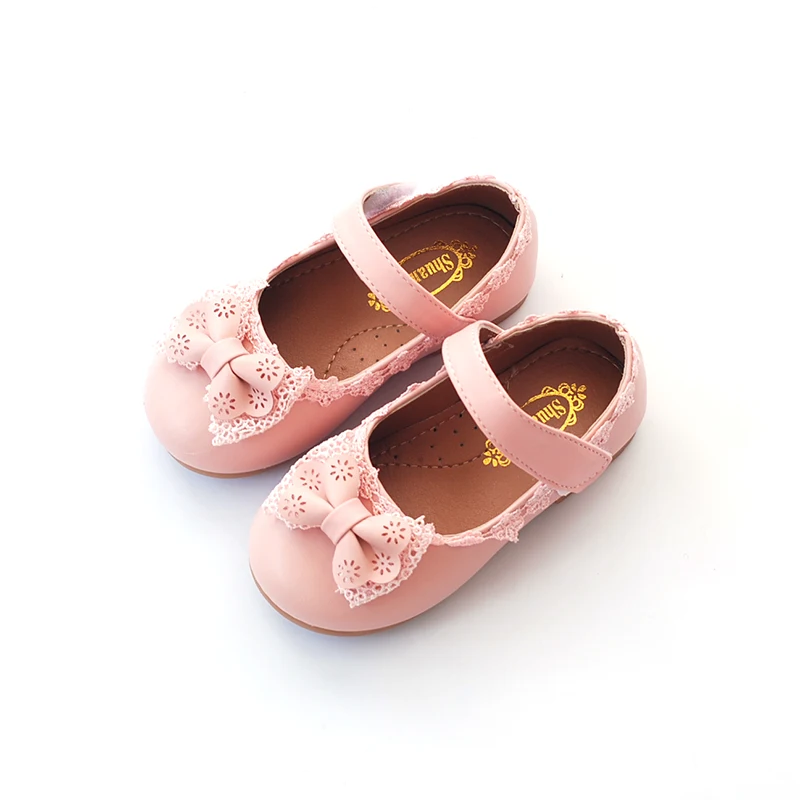 Детские кожаные туфли Bekamille для девочек милая принцесса с бантом и кружевом