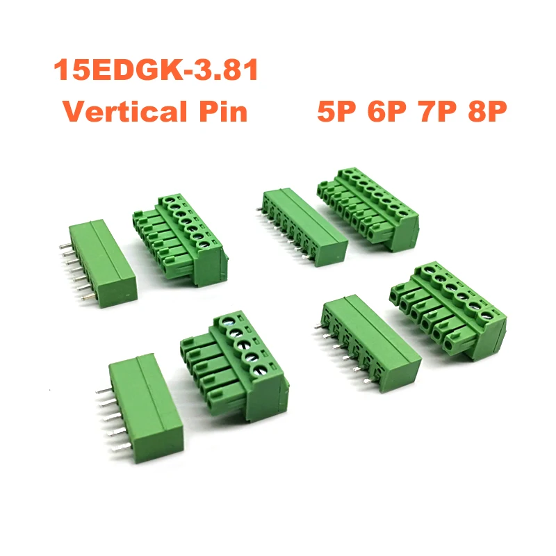 5pcs Pitch 3.81mm Screw Plug-in PCB Terminal Block Pluggable Connector 15EDGK VC 5P 6P 7P 8P Vertical Pin Male/Female Morsettier 
5pcs Pitch 3.81mm Screw Plug-in PCB Terminal Block Pluggable Connector 15EDGK VC 5P 6P 7P 8P Vertical Pin Male/Female Morsettier