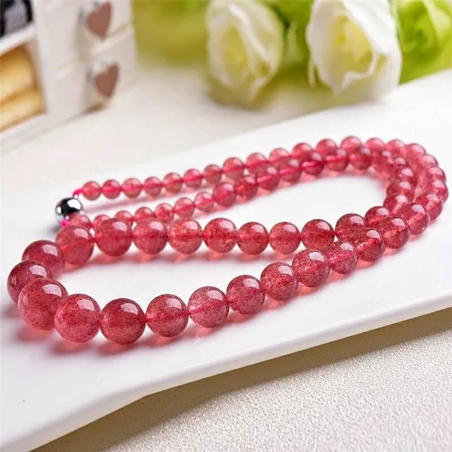 Natural Red Gemstone Strawberry Quartz Beads Necklaces Women Clear Round Beads Crystal Rope Chain Long Necklace 6mm-13mm AAAAA
Natural Red Gemstone Strawberry Quartz Beads Necklaces Women Clear Round Beads Crystal Rope Chain Long Necklace 6mm-13mm AAAAA