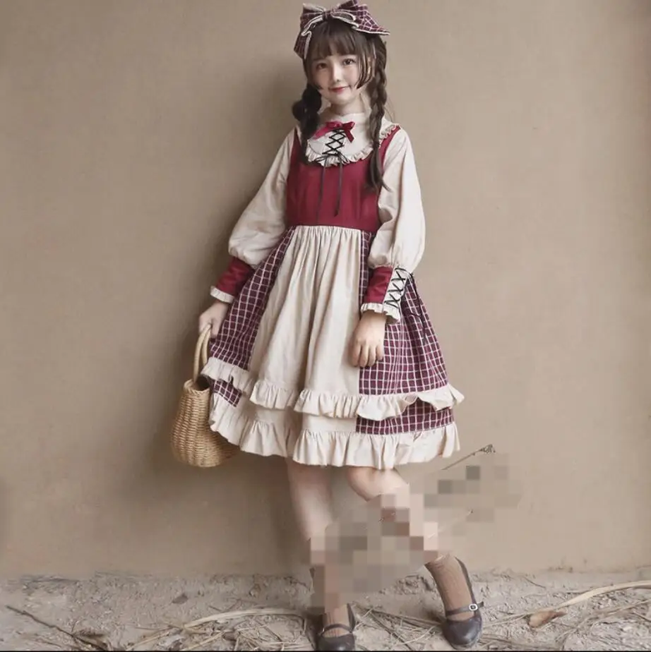 2019 New Chic Lolita Retro Ruffles Knee-Length Lattice Woman Dress Sweet Vintage Japanese College Style Lolita Girls Dress
2019 New Chic Lolita Retro Ruffles Knee-Length Lattice Woman Dress Sweet Vintage Japanese College Style Lolita Girls Dress