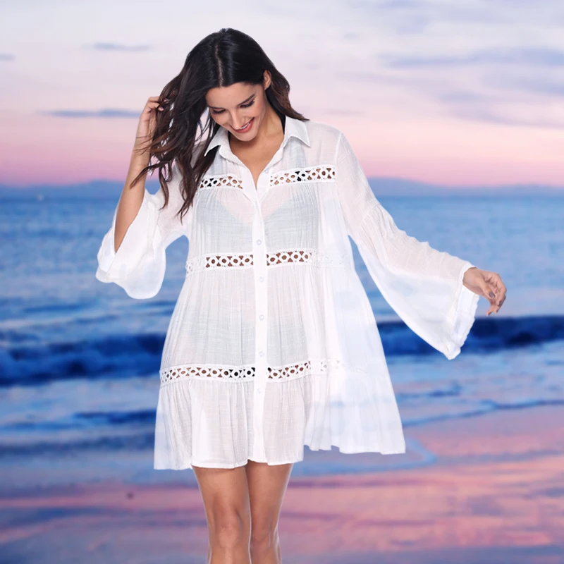 Sexy Lace Bathing Suit Bikini Swimsuit Cover Up White Long Sleeves Summer Dress Beach Swim Beachwear Solid Coverups for Women
Sexy Lace Bathing Suit Bikini Swimsuit Cover Up White Long Sleeves Summer Dress Beach Swim Beachwear Solid Coverups for Women