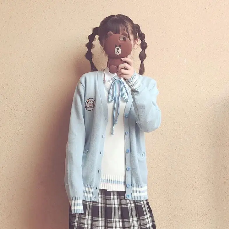 Autumn College Style Casual knitted sweaters female embroidery cartoon pictures cardigan long sleeve Cute girl sweater w1059
Autumn College Style Casual knitted sweaters female embroidery cartoon pictures cardigan long sleeve Cute girl sweater w1059