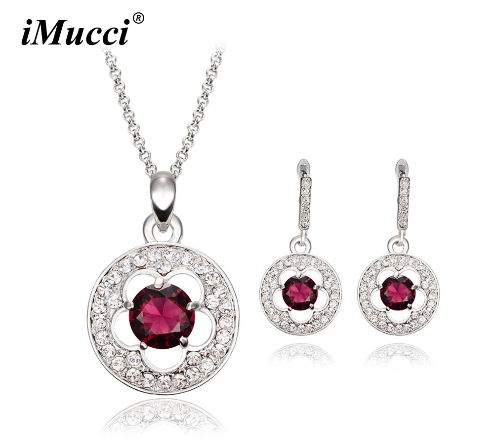 iMucci Luxury Crystal Bridal Accessories Jewelry Set Wedding Women Necklace/Earring Stud Fashion Bijoux Female Wholesale | Украшения и