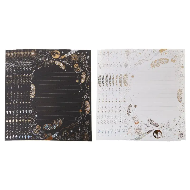 8 Sheets Writing Letter High-end Vintage Bronzing Feather Blessing Letter Paper Pad Writing Office School Supplies Letter Paper
8 Sheets Writing Letter High-end Vintage Bronzing Feather Blessing Letter Paper Pad Writing Office School Supplies Letter Paper