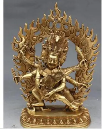 Art Bronze Decoration Crafts Brass 10" Tibet Buddhism Bronze 3 Head 8 Arms Mahakala Wrathful Deity Buddha Statue
Art Bronze Decoration Crafts Brass 10" Tibet Buddhism Bronze 3 Head 8 Arms Mahakala Wrathful Deity Buddha Statue