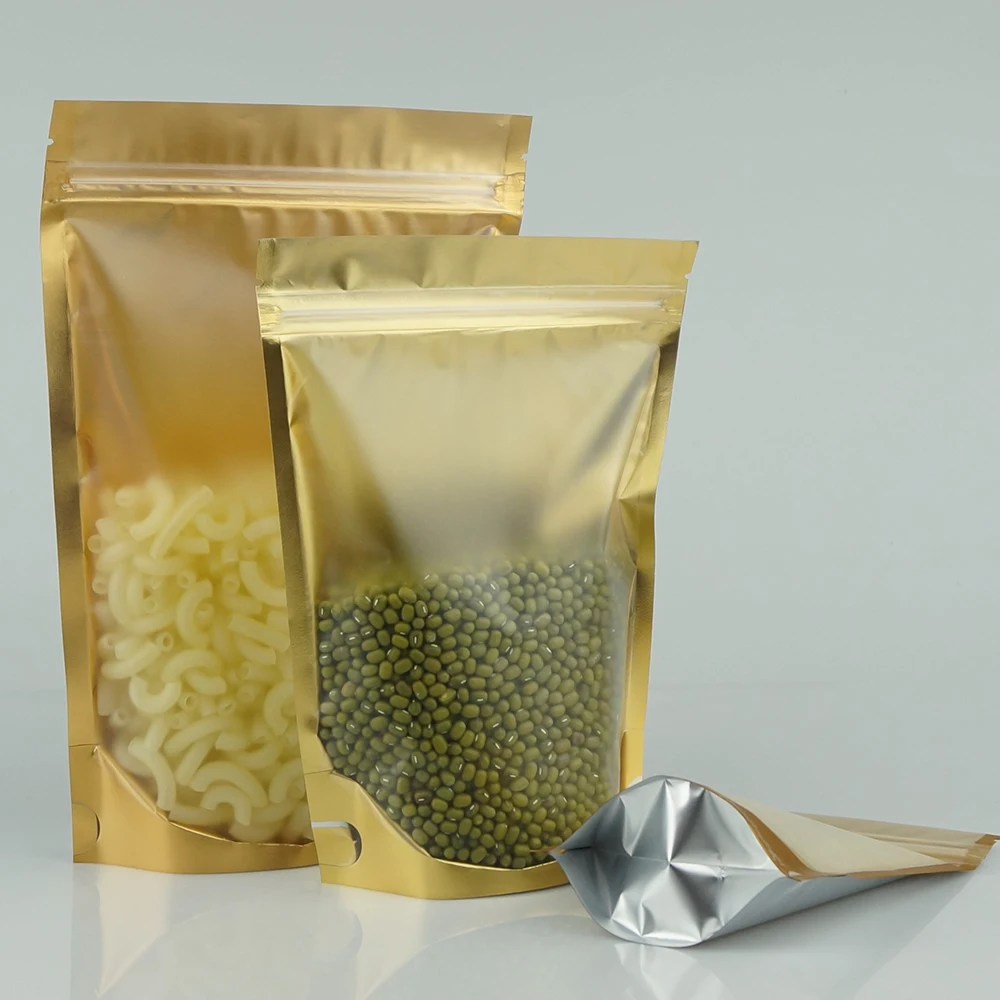 100X Stand Front Matte Clear Aluminium Ziplock Bag Inner Golden Zipper Reused Mylar Foil Plastic Zip Pouch Peanut Storage Packet
100X Stand Front Matte Clear Aluminium Ziplock Bag Inner Golden Zipper Reused Mylar Foil Plastic Zip Pouch Peanut Storage Packet