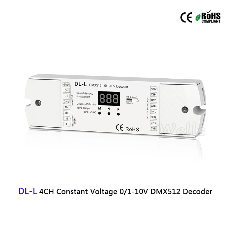 DL-L 4CH CV 0/1-10V DMX512 Decoder signal decoder with digital display led controller RGB LED strip controller 4 channel dimmer
DL-L 4CH CV 0/1-10V DMX512 Decoder signal decoder with digital display led controller RGB LED strip controller 4 channel dimmer