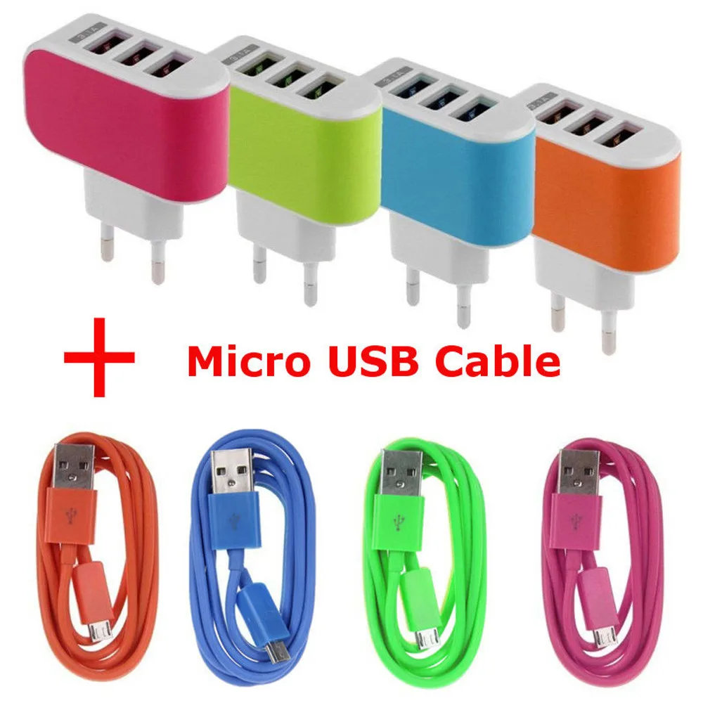 3.1A тройной USB порт настенный адаптер переменного тока для путешествий EU + Micro