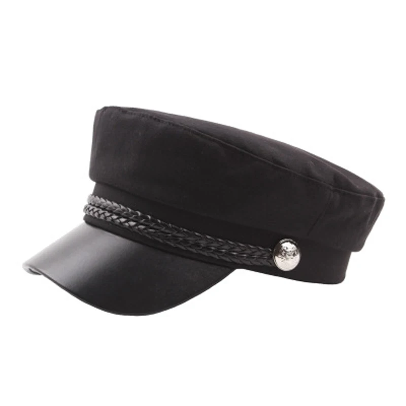 PCFDDR Spring and Summer Army Caps, Leather Cords, Buttons, Flat Top Navy Caps.
