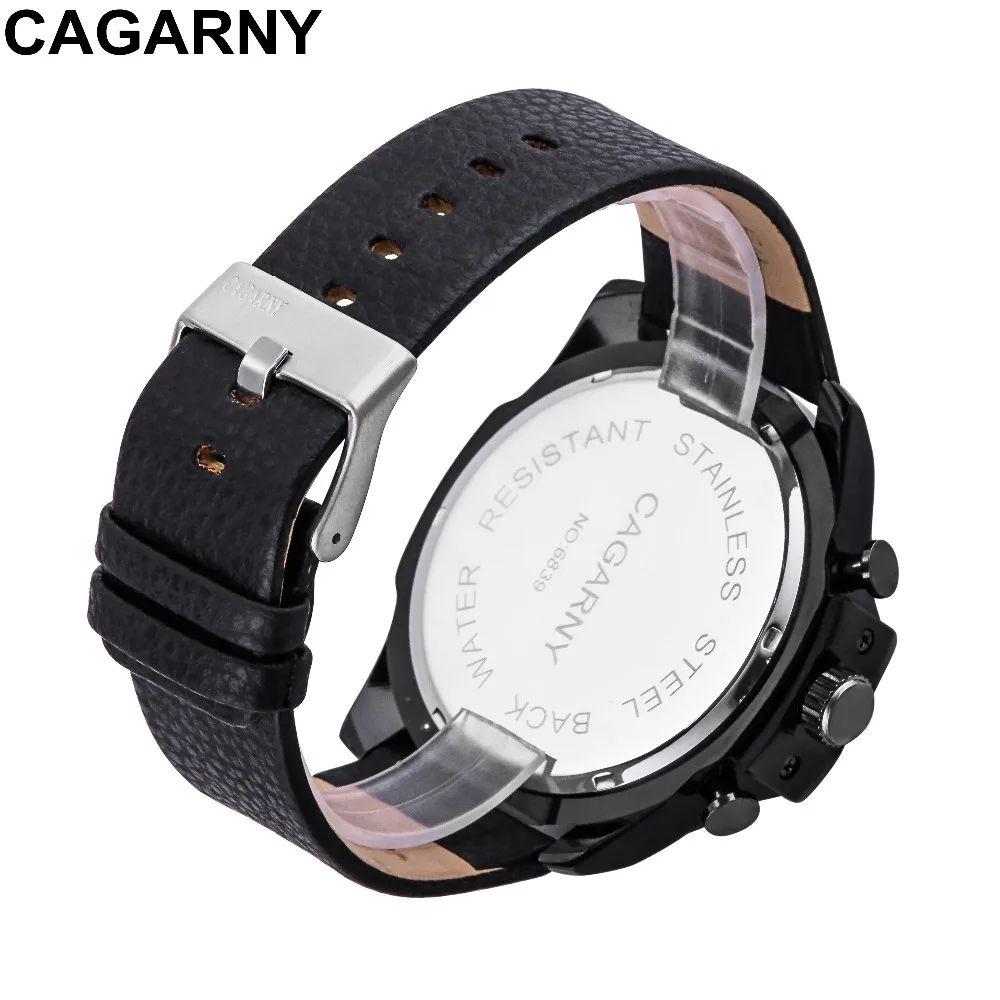 Luxury Brand CAGARNY Men Watches montre Military Sport Leather Strap Quartz Watch reloj hombre Male Clock For men